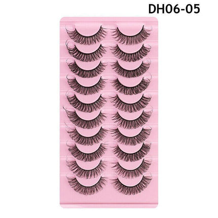 10Pairs Russian Style Strip Lashes D Curl Mink False Eyelashes Full Curled AU - Aimall