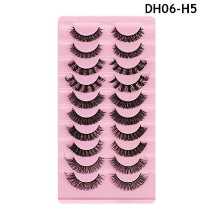 10Pairs Russian Style Strip Lashes D Curl Mink False Eyelashes Full Curled AU - Aimall