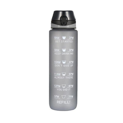 1L Water Bottle Motivational Drink Flask With Time Markings BPA Free Sport Gym - Aimall