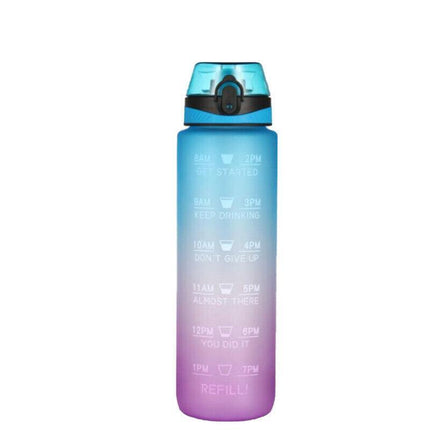 1L Water Bottle Motivational Drink Flask With Time Markings BPA Free Sport Gym - Aimall