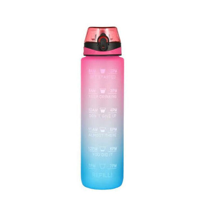 1L Water Bottle Motivational Drink Flask With Time Markings BPA Free Sport Gym - Aimall