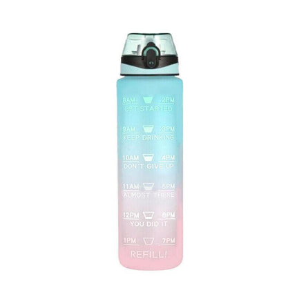 1L Water Bottle Motivational Drink Flask With Time Markings BPA Free Sport Gym - Aimall