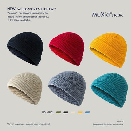 Men Women Mini Fisherman Beanie Hat Winter Soft Woolen Knitted Docker Skull Cap - Aimall