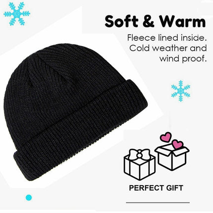 Men Women Mini Fisherman Beanie Hat Winter Soft Woolen Knitted Docker Skull Cap - Aimall