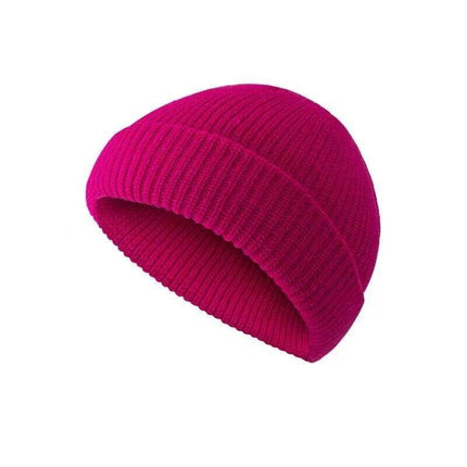 Men Women Mini Fisherman Beanie Hat Winter Soft Woolen Knitted Docker Skull Cap - Aimall