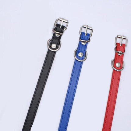 Dog Collar Pet Puppy Adjustable Neck Strap PU Leather pink blue red black purple - Aimall