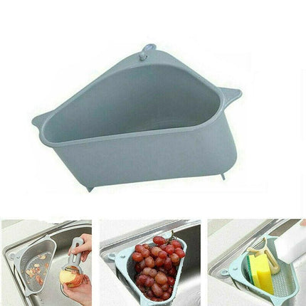 Triangle Sink Kitchen Storage Drain Basket Rack Shelf Holder Strainer Organizer - Aimall