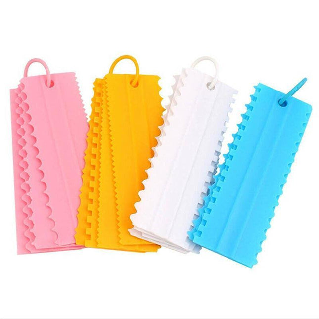 4Pcs Cake Decorating Icing Smoother Edge Frosting Scraper Comb Pastry Spatulas - Aimall