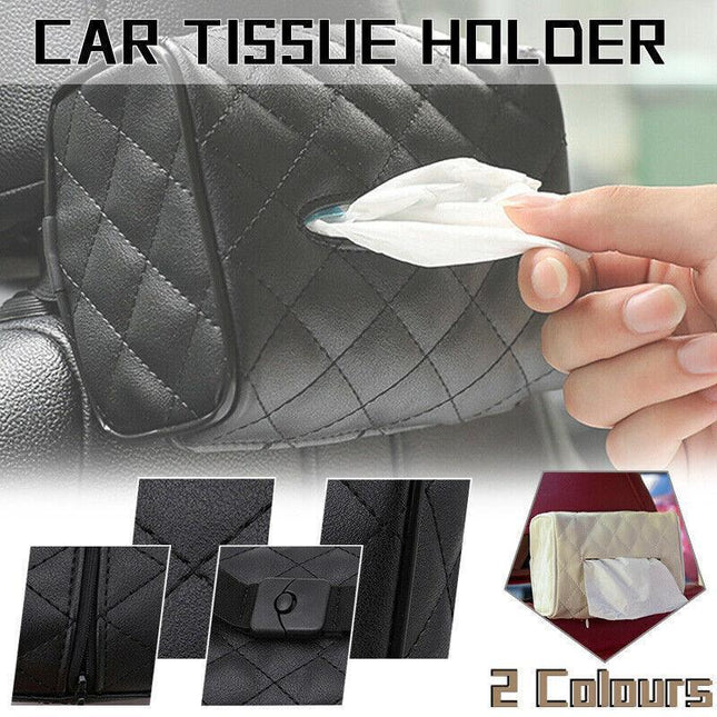PU Check Tissue Box Cover Home Table Car Storage Organiser Napkin Case Holder - Aimall