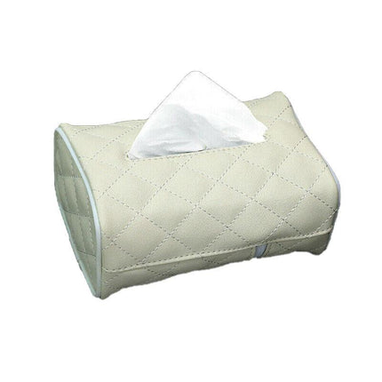 PU Check Tissue Box Cover Home Table Car Storage Organiser Napkin Case Holder - Aimall