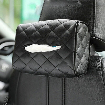 PU Check Tissue Box Cover Home Table Car Storage Organiser Napkin Case Holder - Aimall