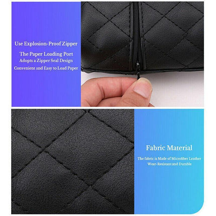 PU Check Tissue Box Cover Home Table Car Storage Organiser Napkin Case Holder - Aimall