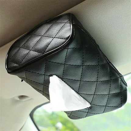 PU Check Tissue Box Cover Home Table Car Storage Organiser Napkin Case Holder - Aimall