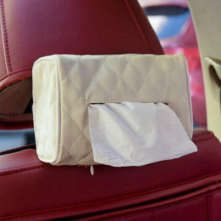 PU Check Tissue Box Cover Home Table Car Storage Organiser Napkin Case Holder - Aimall