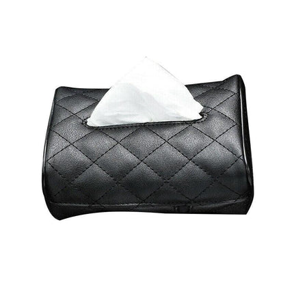 PU Check Tissue Box Cover Home Table Car Storage Organiser Napkin Case Holder - Aimall