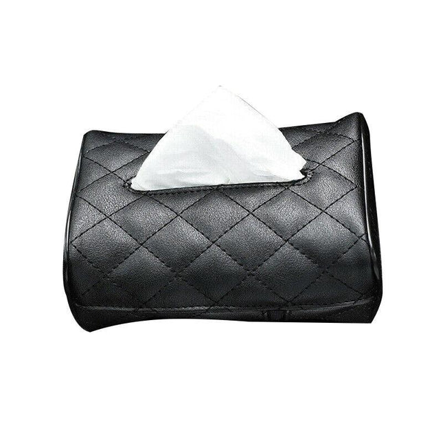 PU Check Tissue Box Cover Home Table Car Storage Organiser Napkin Case Holder - Aimall
