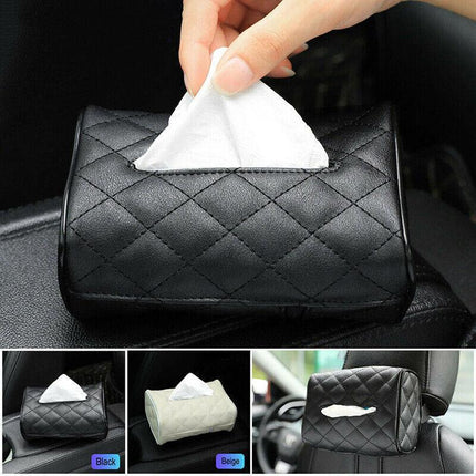 PU Check Tissue Box Cover Home Table Car Storage Organiser Napkin Case Holder - Aimall