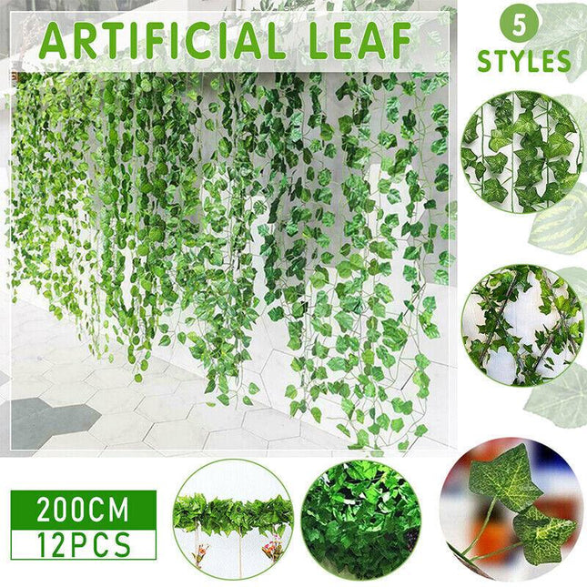 12 X 2M Artificial Ivy Vine Fake Foliage Flower Hanging Leaf Garland Plant Party - Aimall
