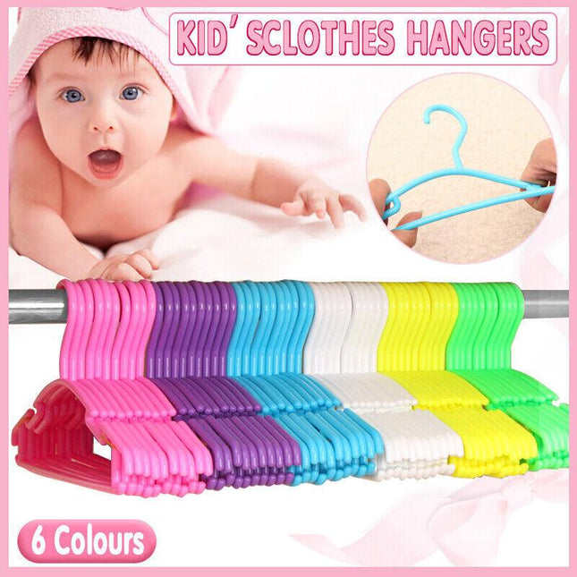 10-60PCS Colored Children Kids Coat Hangers Child Baby Clothes Hanger Cloth Rack - Aimall