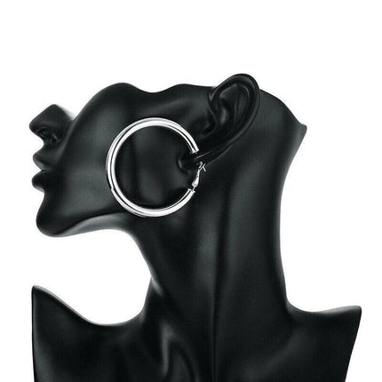 NEW 925 Sterling Silver Filled Women's Elegant Round Hoop Earrings Stunning Gift - Aimall