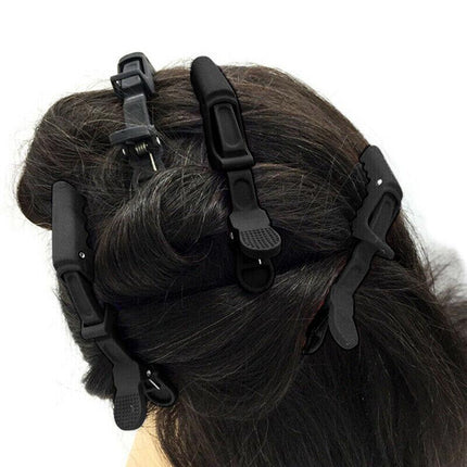 10x Hair Clips Crocodile Salon Hairdressing Tool Matte Section Claw Clamp Black - Aimall