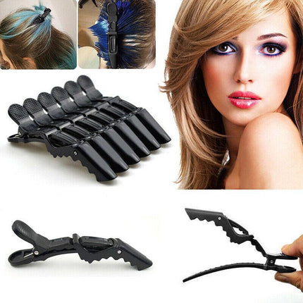 10x Hair Clips Crocodile Salon Hairdressing Tool Matte Section Claw Clamp Black - Aimall