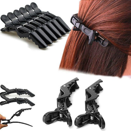 10x Hair Clips Crocodile Salon Hairdressing Tool Matte Section Claw Clamp Black - Aimall