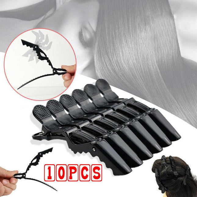 10x Hair Clips Crocodile Salon Hairdressing Tool Matte Section Claw Clamp Black - Aimall