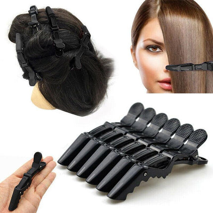 10x Hair Clips Crocodile Salon Hairdressing Tool Matte Section Claw Clamp Black - Aimall