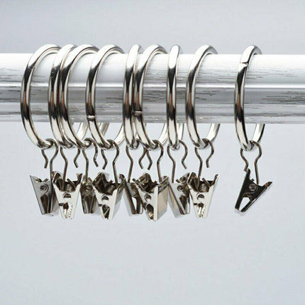 10pc Multipurpose Window Curtain Clothes Metal Clips Rings Hook Hanging 3Colours - Aimall