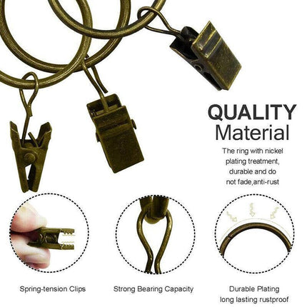 10pc Multipurpose Window Curtain Clothes Metal Clips Rings Hook Hanging 3Colours - Aimall