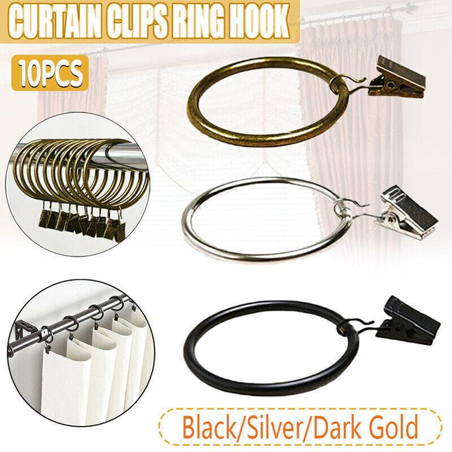 10pc Multipurpose Window Curtain Clothes Metal Clips Rings Hook Hanging 3Colours - Aimall