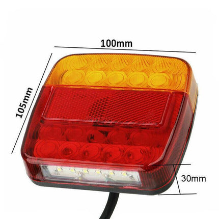 2X Square 26 LED Trailer Tail Lights Stop Brake Reverse Indicator Taillight Lamp - Aimall