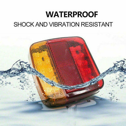 2X Square 26 LED Trailer Tail Lights Stop Brake Reverse Indicator Taillight Lamp - Aimall