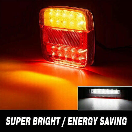 2X Square 26 LED Trailer Tail Lights Stop Brake Reverse Indicator Taillight Lamp - Aimall
