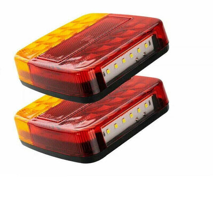 2X Square 26 LED Trailer Tail Lights Stop Brake Reverse Indicator Taillight Lamp - Aimall