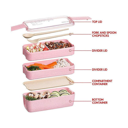 Bento Box 3-Layer Students Lunch Box Eco-Friendly 900ml Food Container AU Seller - Aimall