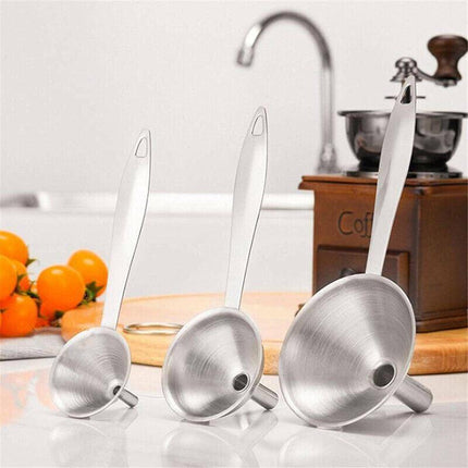 3Pcs Stainless Steel Specialist Funnel Hopper Filter Wide Mouth Canning Kitchen - Aimall