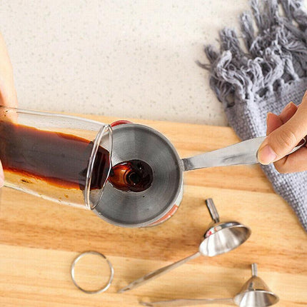 3Pcs Stainless Steel Specialist Funnel Hopper Filter Wide Mouth Canning Kitchen - Aimall