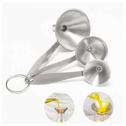 3Pcs Stainless Steel Specialist Funnel Hopper Filter Wide Mouth Canning Kitchen - Aimall