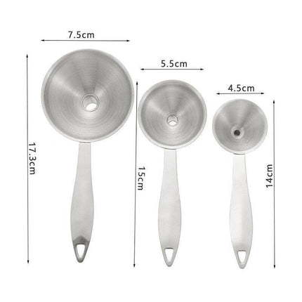 3Pcs Stainless Steel Specialist Funnel Hopper Filter Wide Mouth Canning Kitchen - Aimall