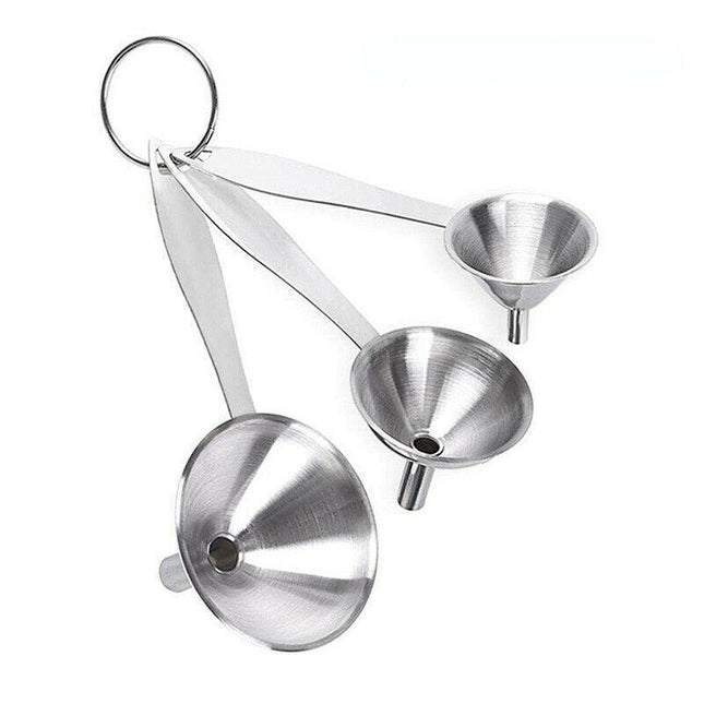 3Pcs Stainless Steel Specialist Funnel Hopper Filter Wide Mouth Canning Kitchen - Aimall