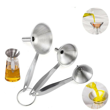 3Pcs Stainless Steel Specialist Funnel Hopper Filter Wide Mouth Canning Kitchen - Aimall