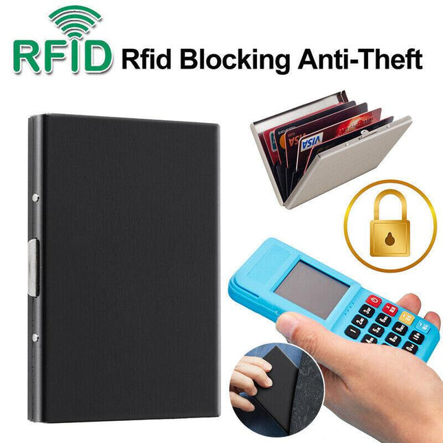 RFID Blocking Stainless Slim Wallet ID Credit Card Holder Case Protector Purse - Aimall