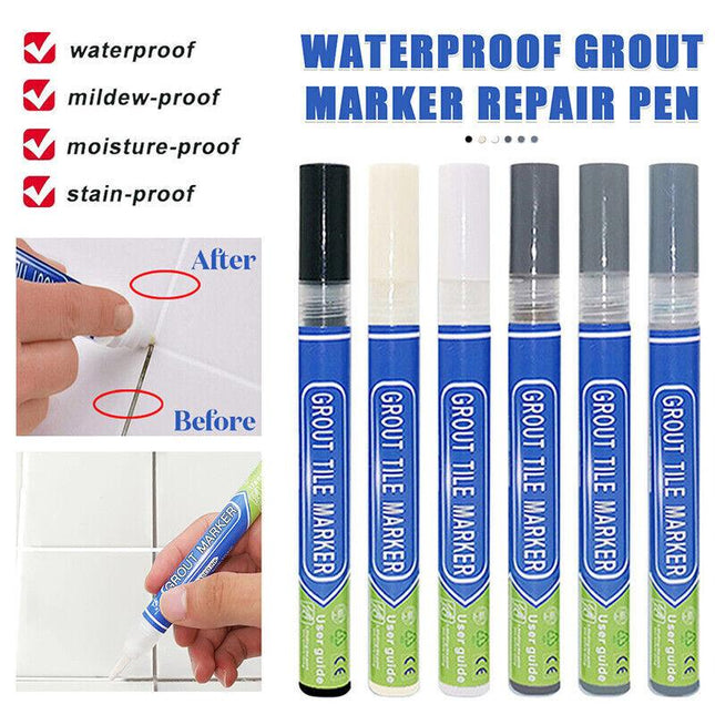 6Colours Tile Repair Pen Styling Wall Gap Refill Grout Refresher Marker Bathroom - Aimall