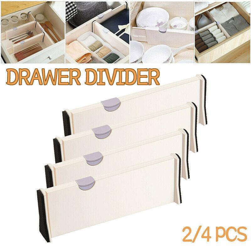 2/4 Pcs Expandable Drawer Divider Adjustable Storage Organizer Kitchen ...