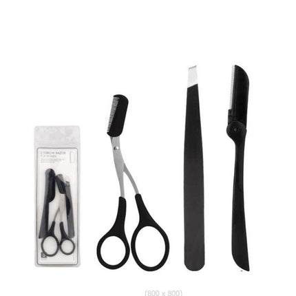 Eyebrow Razor Set Trimmer Shaver Scissors spooley Dermaplaning Tweezers AU - Aimall