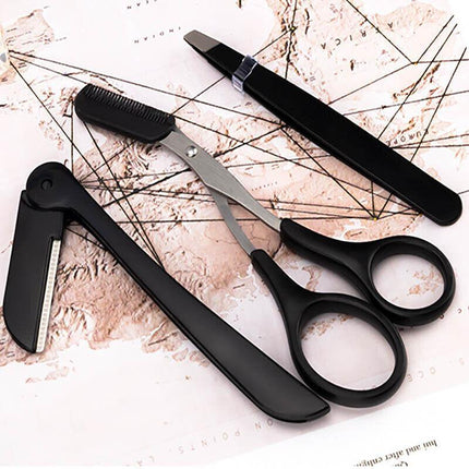 Eyebrow Razor Set Trimmer Shaver Scissors spooley Dermaplaning Tweezers AU - Aimall