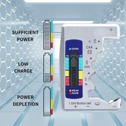 Universal Digital Battery Tester Checker C D N AAA AA 1.5V Button Cell Portable - Aimall