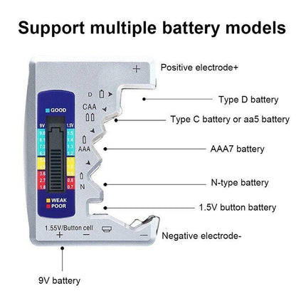 Universal Digital Battery Tester Checker C D N AAA AA 1.5V Button Cell Portable - Aimall